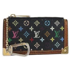LOUIS VUITTON Multicolor Pochette Cles Coin Purse Black M13664 LV Auth 158853